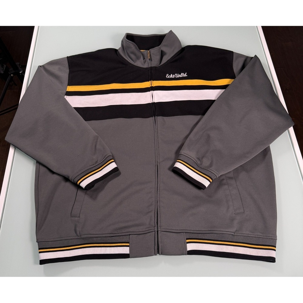 VTG Ecko Unltd. Jacket Mens 3XL Gray Black Full Zip Colorblock Embroidered Logo